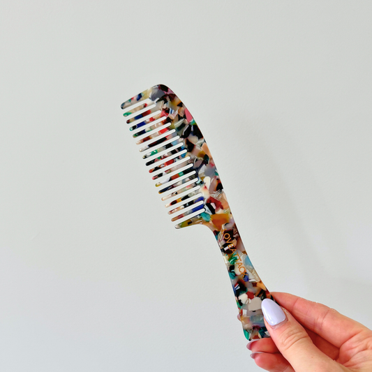 Long Handled Wide Tooth Cellulose Acetate Hair Combs: Multi-Colored