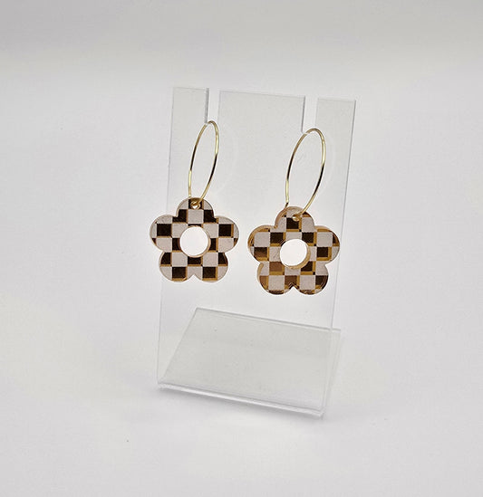 Gold Mirror Floral Earrings