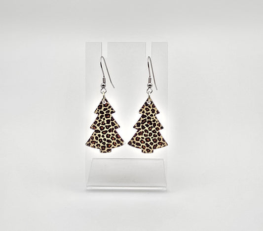 Leopard Christmas Tree Earrings