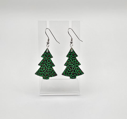 Leopard Christmas Tree Earrings