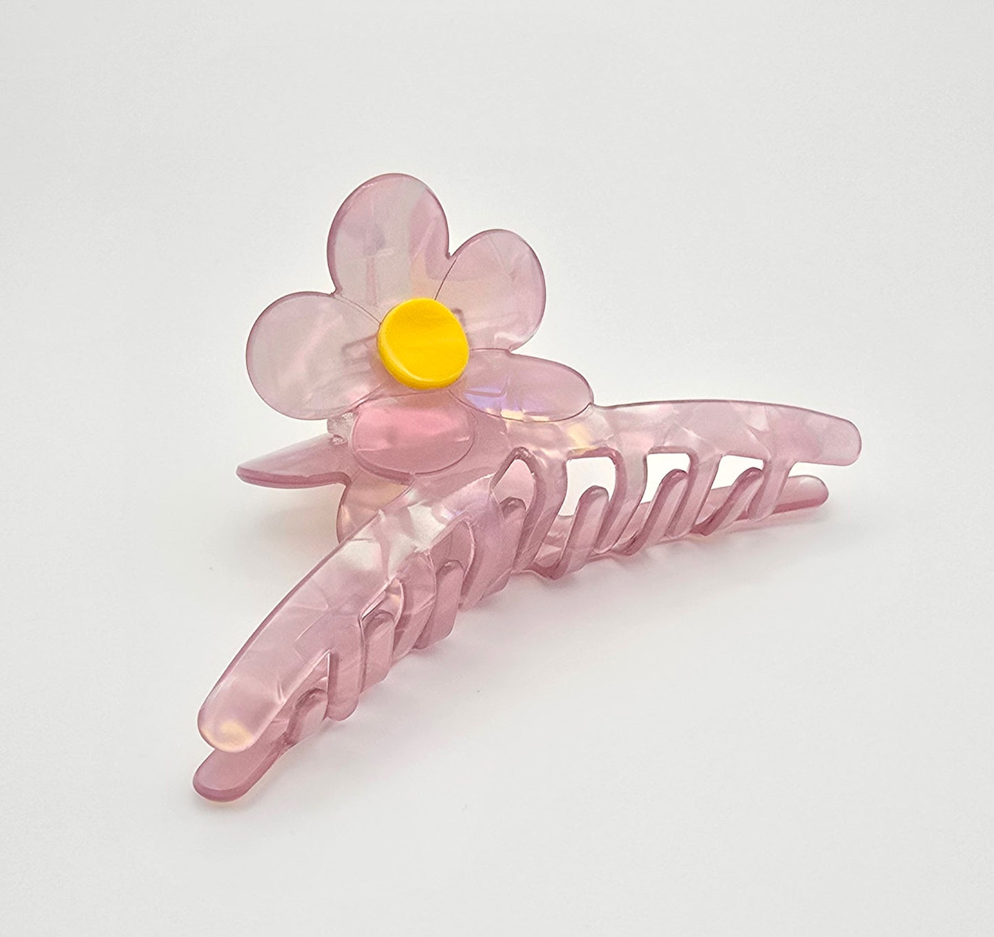 Alyssa Cellulose Acetate Hair Claw Clips: Pink Iridescent / Medium