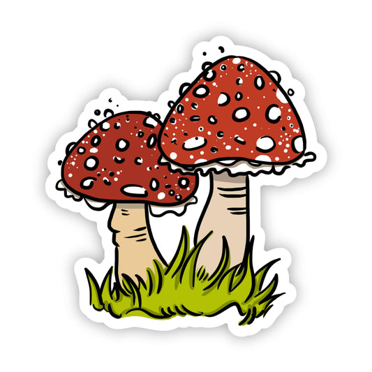 Red Colorful Mushroom Pair Sticker