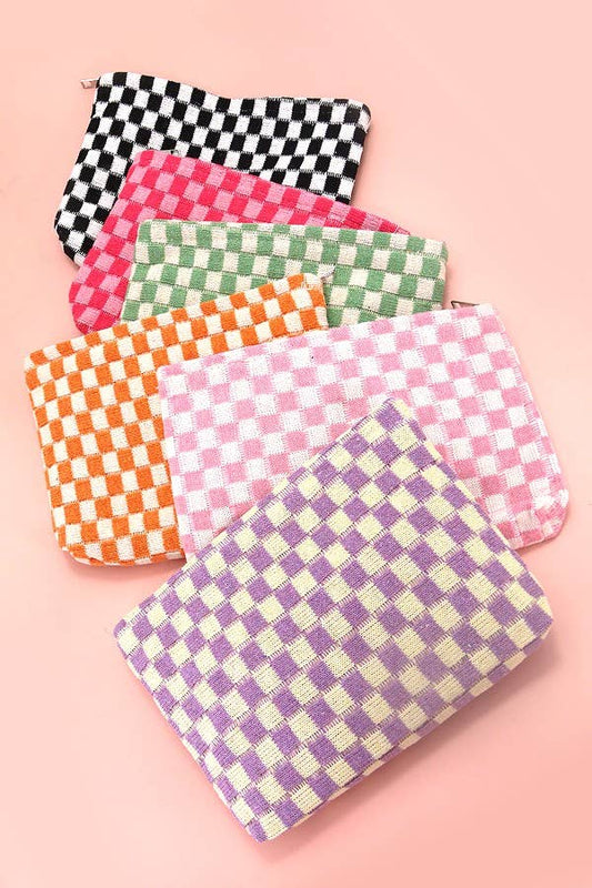 Checker Makeup Cosmetic Pouch Bag