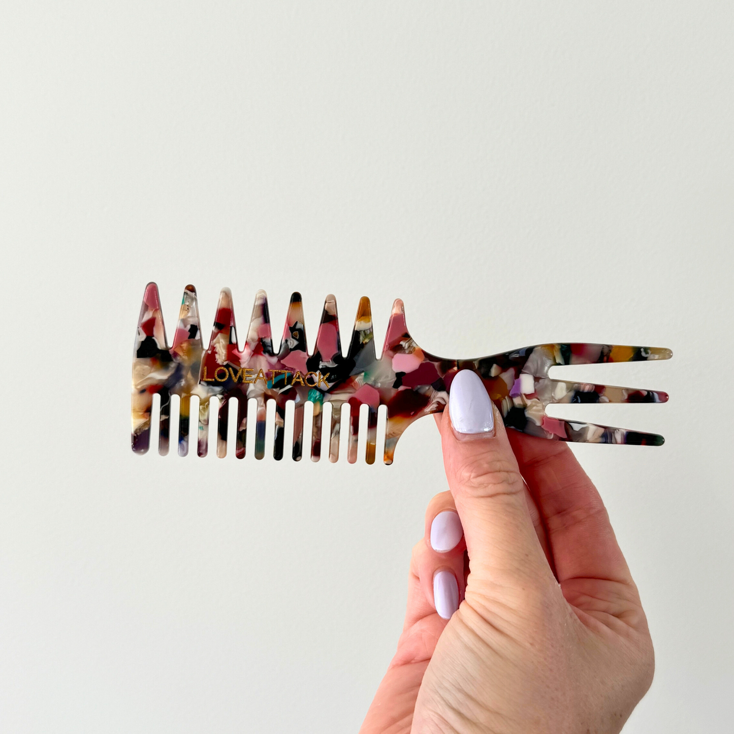 3-in-1 Cellulose Acetate Hair Comb: Multi-Colored