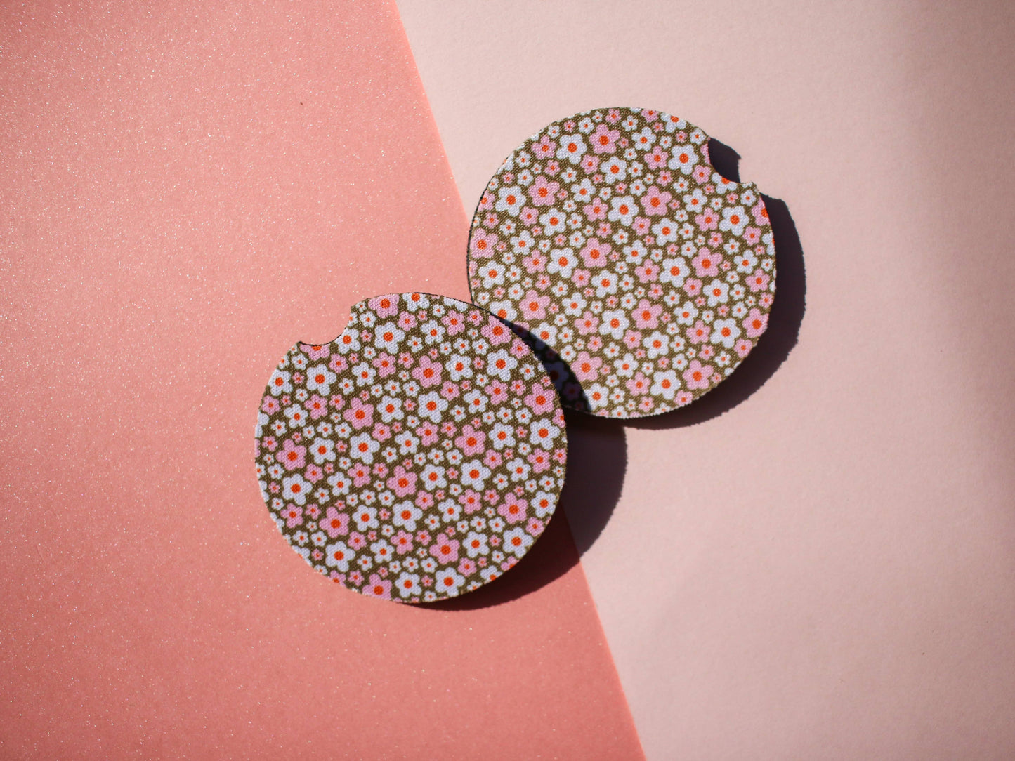 Mini Floral Car Coaster Set - Green