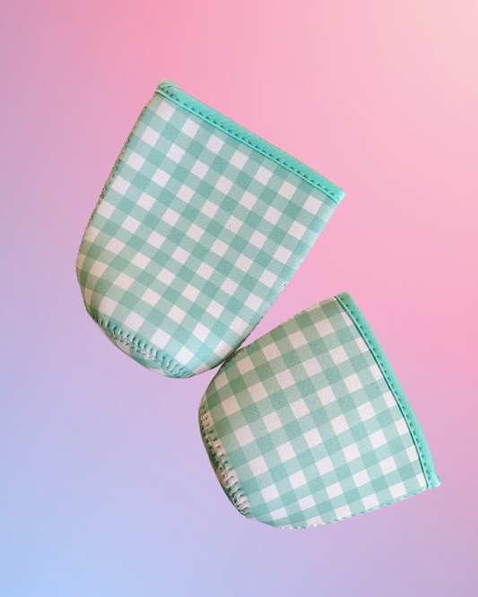 Mint Gingham Iced Coffee Sleeve: Large (22-24oz)