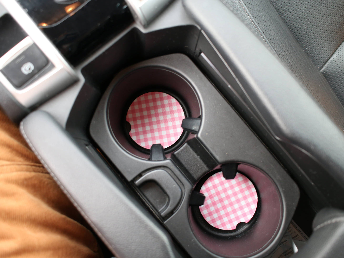 Gingham Car Coaster Set - Pink