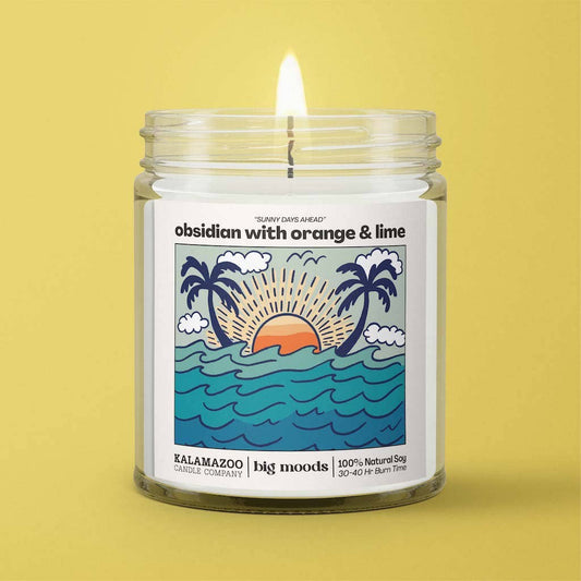 "Sunny Days Ahead" Obsidian with Orange & Lime - Soy Candle