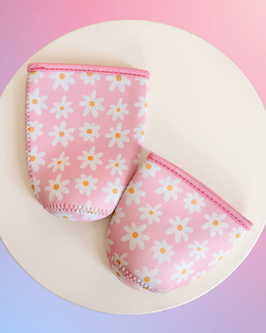 Pink Daisy Iced Coffee Sleeve: Large (22-24oz)