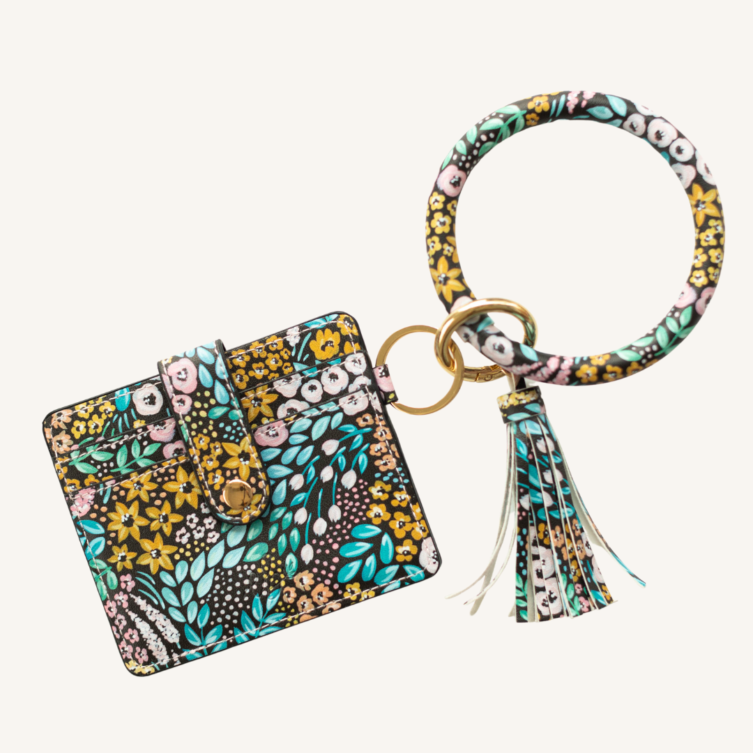 Floral Card Wallet Keychain